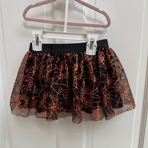 Celebrate Halloween 2T & 3T Girls Black & Orange Spider Halloween Tulle Skirt